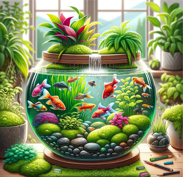 Thiết kế hồ cá mini trong nhà