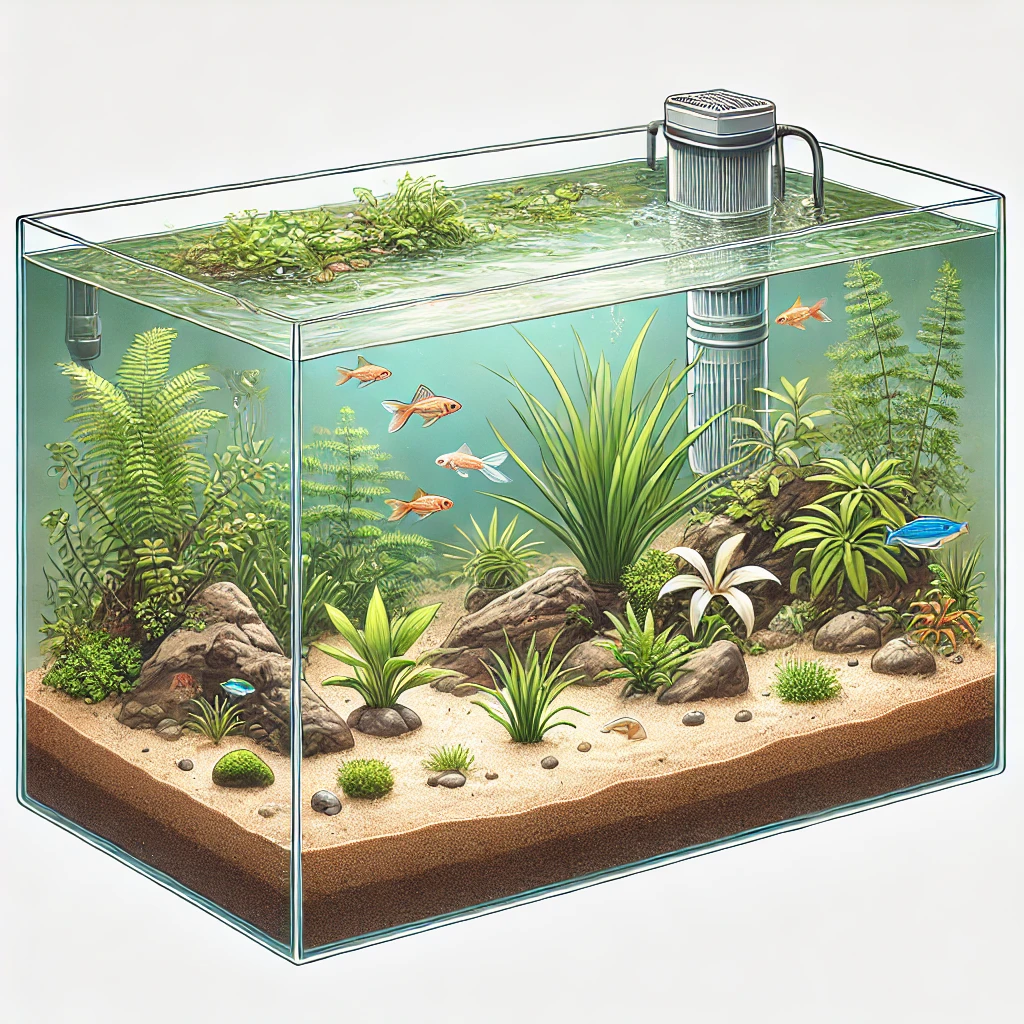 Setup bể shallow tank 40x20x20